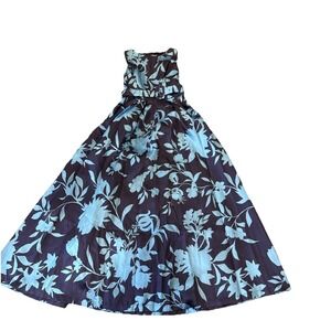 Flying Tomato Woman's Medium Sapphire Fantasy Tropical Floral Print Maxi Dress